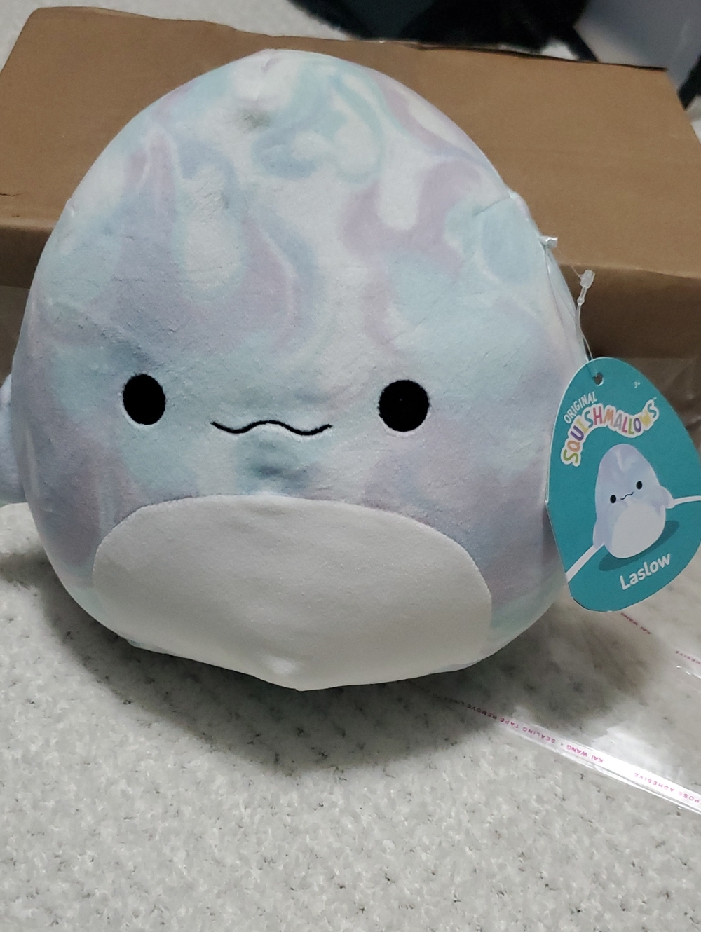 Squishmallows Laslow Beluga Whale-Pastel Swirl Plush - Blue  & Purple